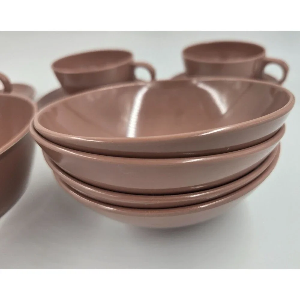 Melmac  VTG  Melamine Brown Serving Dip Berry Bowls 5